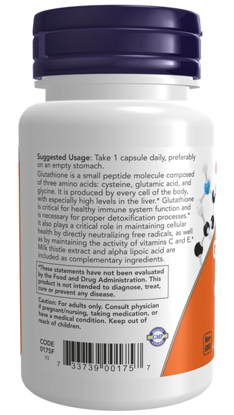 Now Glutathione 500 mg Veg Capsules | Health Cart