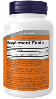 NOW L-lysine 1000mg tabs 100's