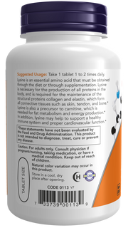 NOW L-lysine 1000mg tabs 100's