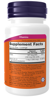 NOW Vitamin B12 1000mcg Chewable Lozenges 100's