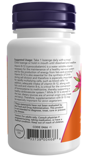 NOW Vitamin B12 1000mcg Chewable Lozenges 100's