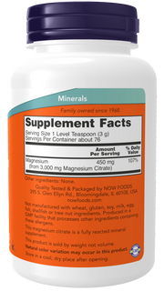 NOW Magnesium Citrate Powder 227g