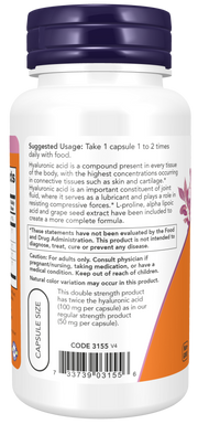 NOW Hyaluronic Acid 100mg Caps 60s