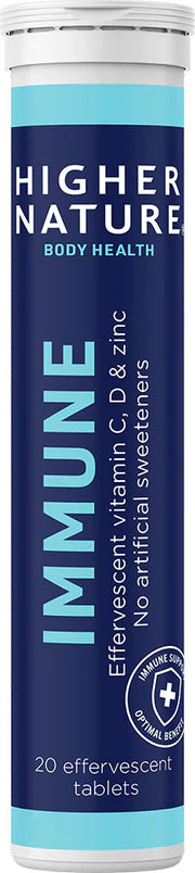 Higher Nature Immune Effervescent Tabs 20's - Vit C, D, Zinc + Elderberry