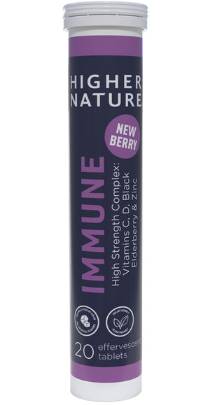 Higher Nature Immune Effervescent Tabs 20's - Vit C, D, Zinc + Elderberry